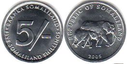 монета Сомалиленд 5 шиллингов 2005