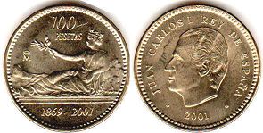монета Испания 100 песет 2001