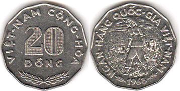 монета Южный Вьетнам 20 донг 1968