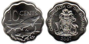 монета Багамы 10 центов 2007