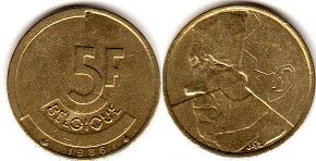монета Бельгия 5 франков 1986