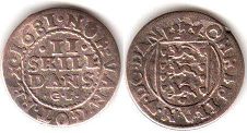 монета Дания 2 скиллинга 1681