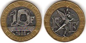 монета Франция 10 франков 1988