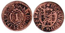 монета Падерборн 1 пфенниг 1693