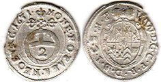 монета Пфальц полбатцена (2 крейцера) 1631