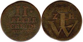 монета Гессен-Кассель 2 геллера 1758