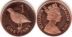 монета Гибралтар 1 пенни 2010
