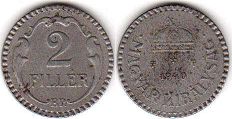 монета Венгрия 2 филлера 1940
