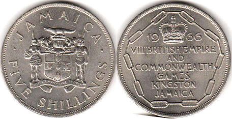 монета Ямайка 5 шиллингов 1966