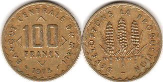 монета Мали 100 франков 1975