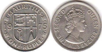 монета Маврикий 1 рупия 1975