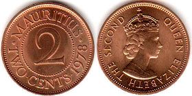 монета Маврикий 2 цента 1978