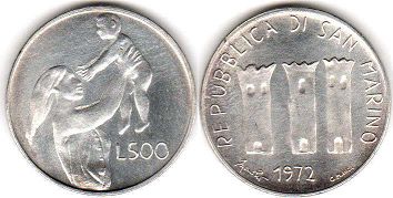 монета Сан-Марино 500 лир 1972