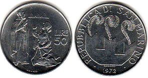 монета Сан-Марино 50 лир 1972