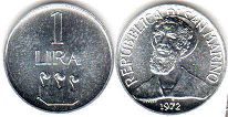 монета Сан-Марино 1 лира 1972