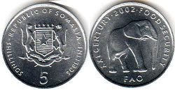 монета Сомали 5 шиллингов - Somalia 5 shillings 2002