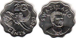 монета Свазиленд 20 центов 2003