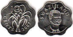 монета Свазиленд 10 центов 2007