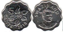 монета Свазиленд 5 центов 2010