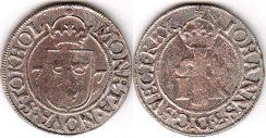 монета Швеция 1/2 эре 1577