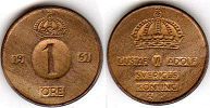 монета Швеция 1 эре 1961