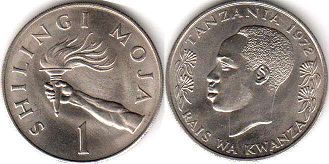 монета Танзания 1 шиллинги 1972