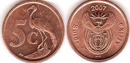 монета ЮАР 5 центов 2007