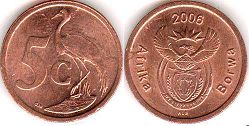 монета ЮАР 5 центов 2006