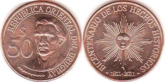 монета Уругвай 50 песо 2011