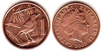 монета Каймановы Острова 1 цент 2005