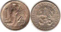 монета Чехословакия 1 крона 1946