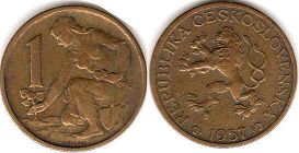 монета Чехословакия 1 крона 1957
