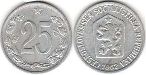монета Чехословакия 25 геллеров 1962