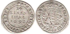 монета Саксония 1/24 талера 1698