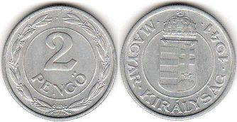 монета Венгрия 2 пенгё 1941