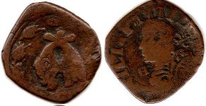 монета Неаполь 1 торнезе 1647