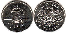 монета Латвия 1 лат 2011