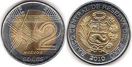 монета Перу 2 новых соля 2010