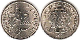 монета Сан-Томе и Принсипи 5 добр 1977