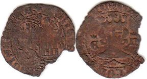 монета Кастилия и Леон 1/2 мараведи 1369-1379