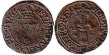 монета Швеция Фырк (1/4 эре) 1586