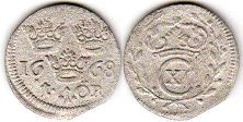 монета Швеция 1 эре 1668