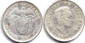 монета Колумбия 20 сентаво 1938