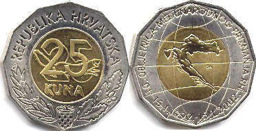 монета Хорватия 25 кун 2002