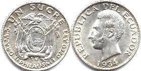 монета Эквадор 1 сукре 1934