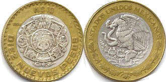 Мексика монета 10 песо 1993