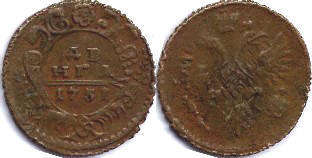 монета Россия деньга 1731