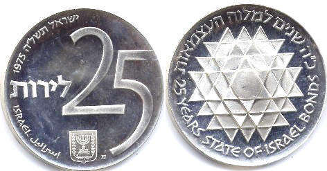 монета Израиль 25 лир 1975