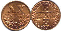 монета Португалия 20 сентаво 1965