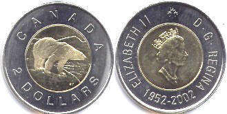 монета Канада 2 доллара 2002